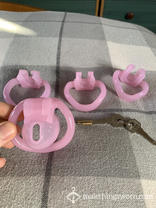 Pink Chastity Cage With Different Ball Sizes