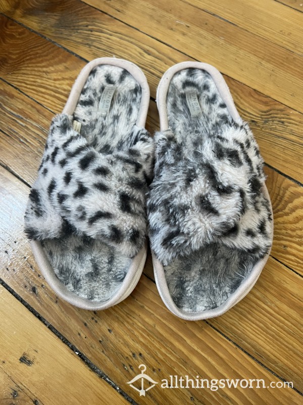Pink Cheetah Slippers Well-Worn
