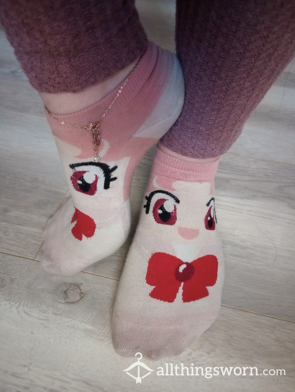 Pink Chibi Moon Socks