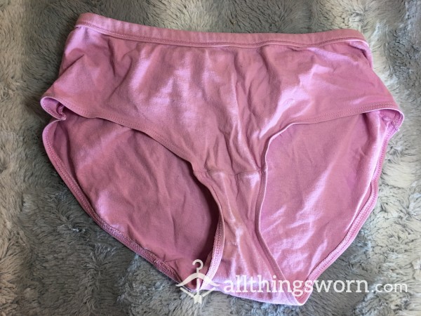 Pink Cotton Bikini Panties, Worn, Will Do 24Hr Wear Or More!