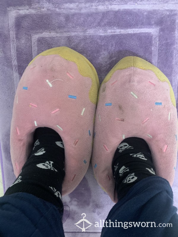 Pink Donut Slippers With Sprinkles