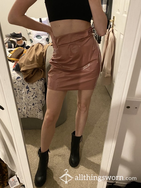 Pink Faux Leather Skirt - Gets Sweaty 🥵