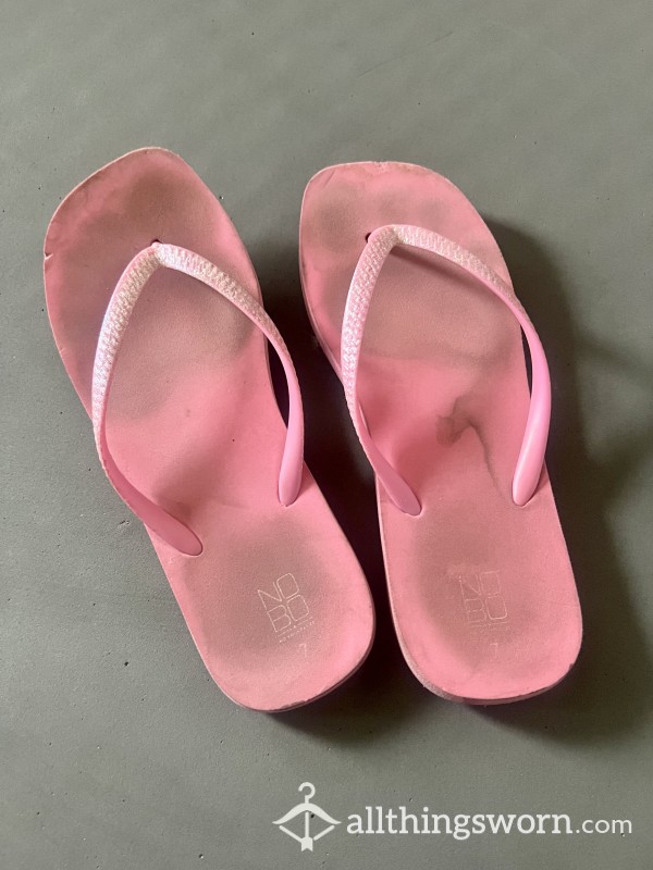 Pink Flip Flops, Size 7