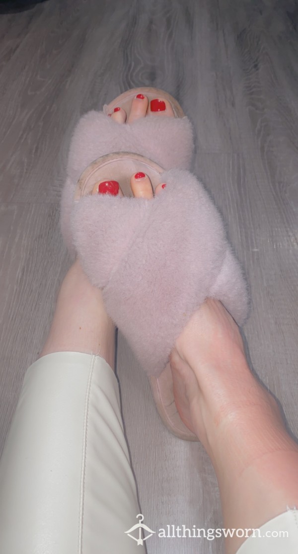 Pink Fluffy Dirty Toe Marked Slippers