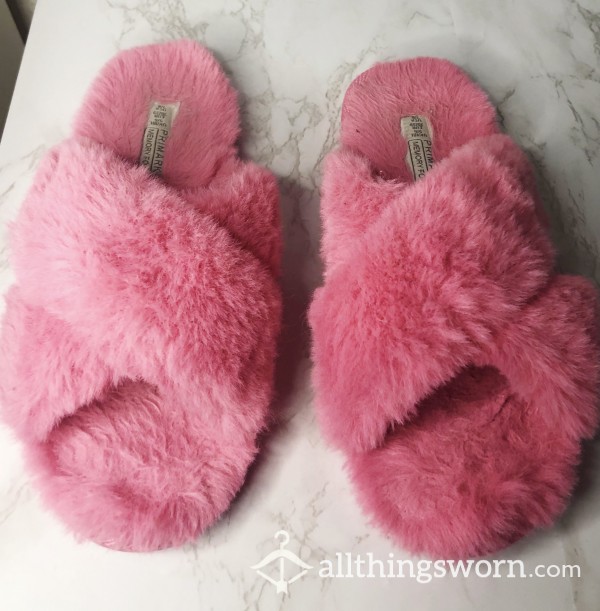 Pink Fluffy Open Toe Slippers With Memory Foam Sole 💗