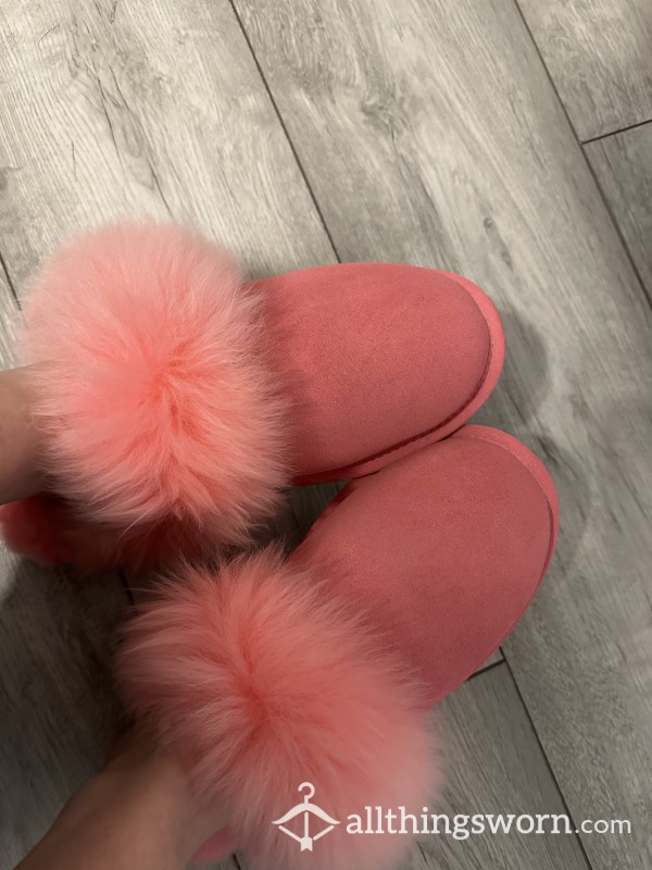 Pink Fluffy Ugg Slippers