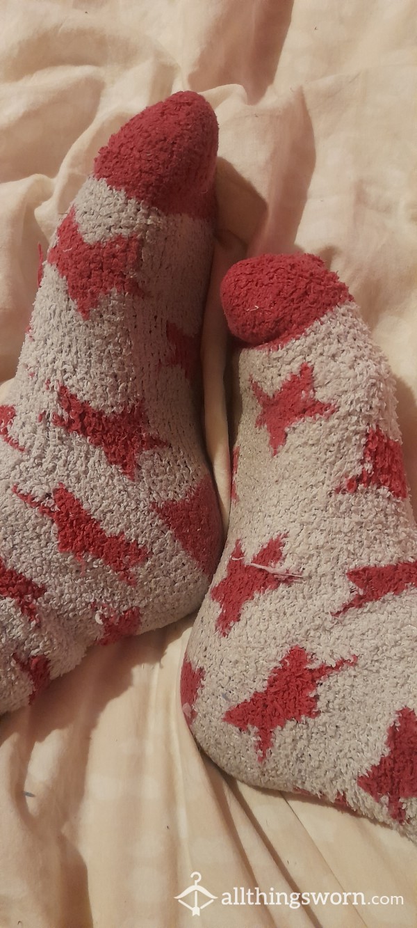 Pink Fluffy Well Worn Bedsocks