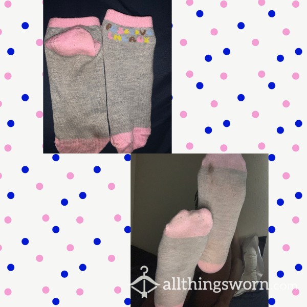 Pink +gray Ankle Socks