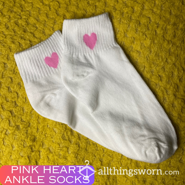 Pink Heart White Ankle Socks 🩷 2 Day Wear And 1 Workout