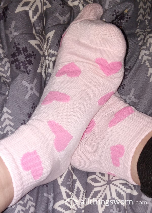 Pink Hearts Quarter Socks.  2 Days Wear Included.   3 Color Variations.