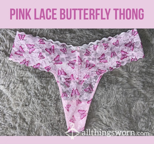 Pink Lace Butterfly Thong🦋
