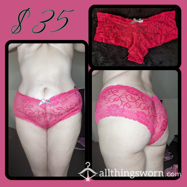 Pink Lace Pantys With Bow (Free Shipping In USA)
