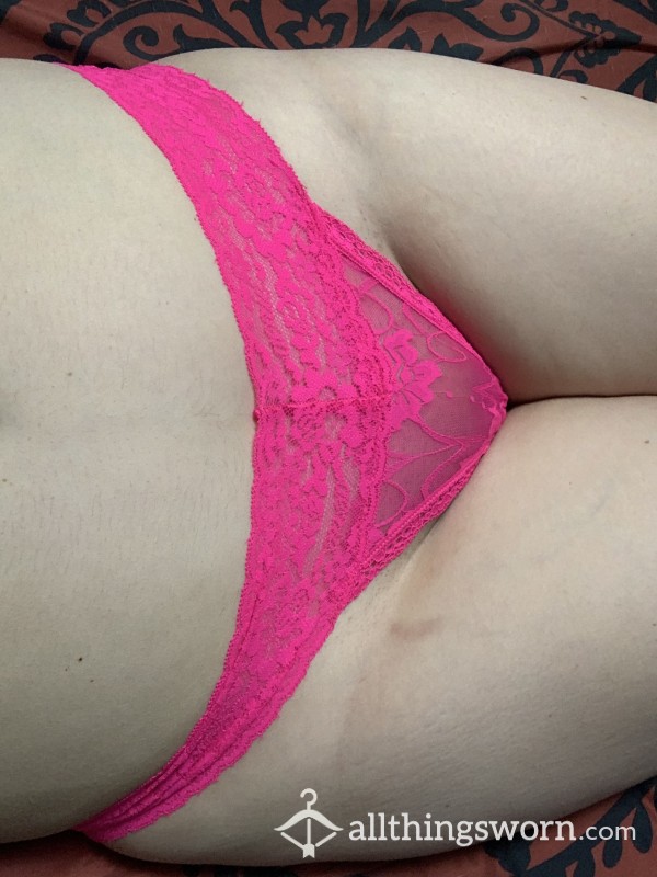 Pink Lace Thong Worn All Day