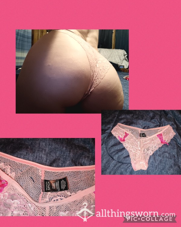 Pink Lacey Panties Well Worn. Free Shipping And Tracking Number