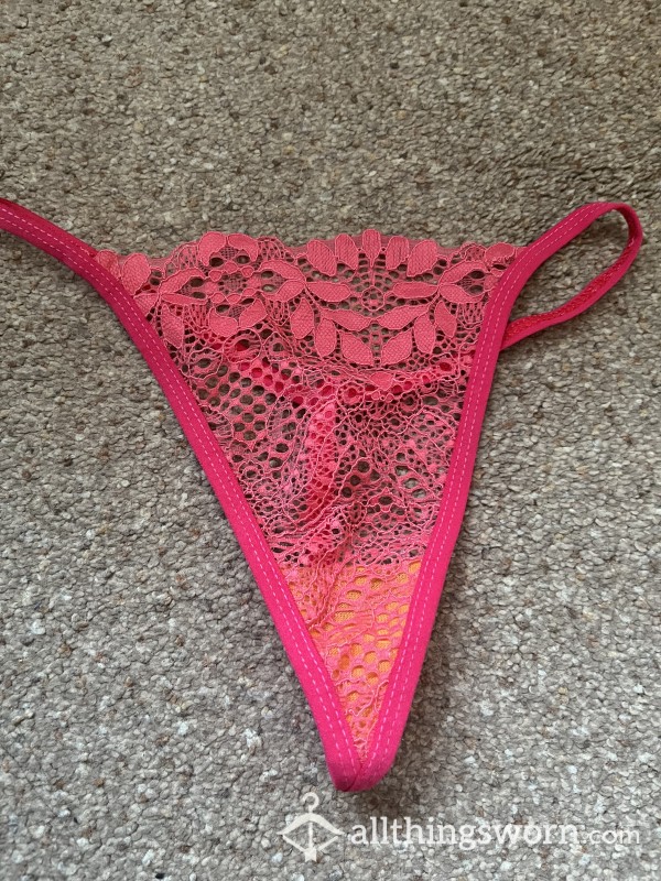 Pink Lacy Thong