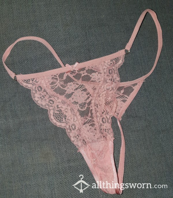 Pink Lacy Thong