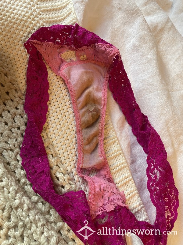 Pink Lacy Thong Very Worn