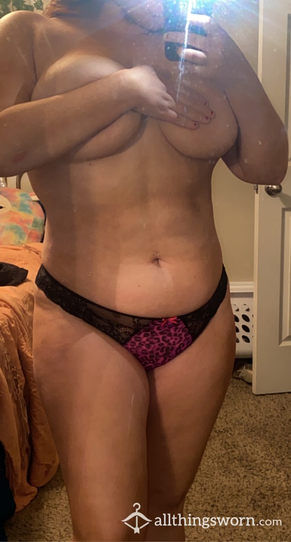 Pink Leopard Lace Thong