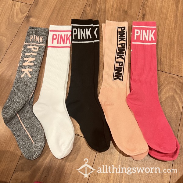 Pink Long Crew Socks