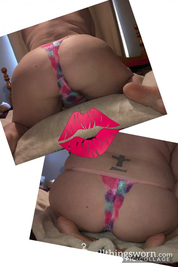 Pink Multicolor Lace Thong