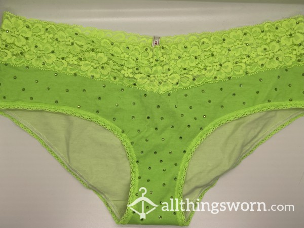 PINK Neon Green Sparkly Fullback Size M