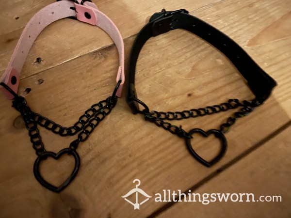 Pink Or Black Heart  Collar