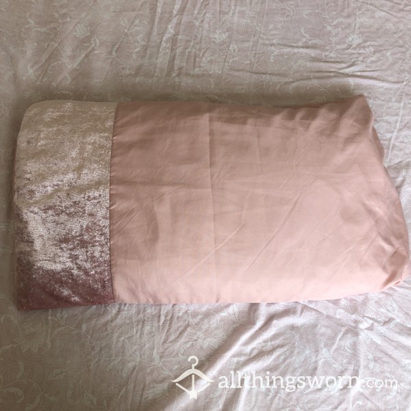 Pink Pillowcase With A Velvet Strip 💗