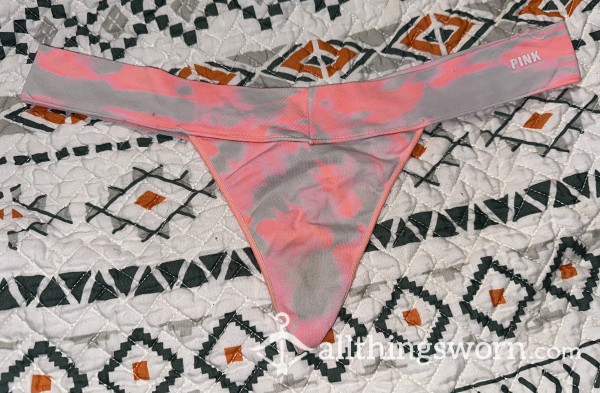 PINK - Pink & White Tie Dye Thong (Old)