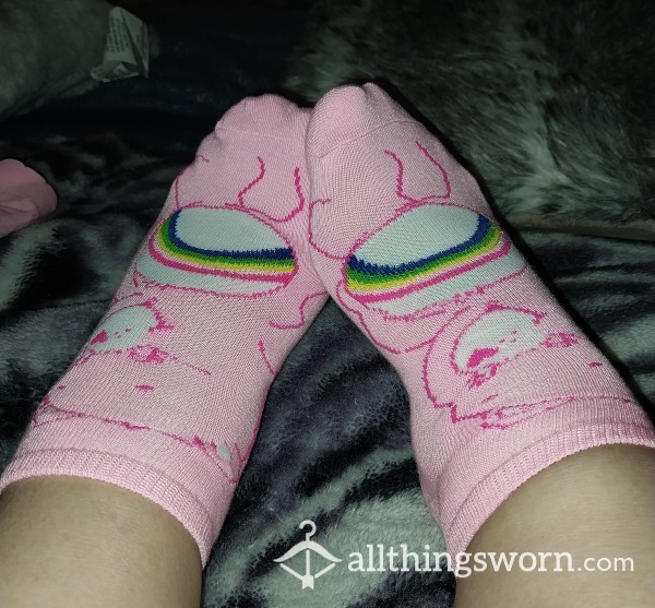 Pink Rainbow 🌈 Care Bear Ankle Socks