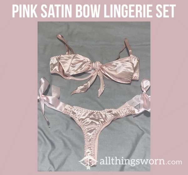 *reduced* Pink Satin Bow Lingerie Set🌸