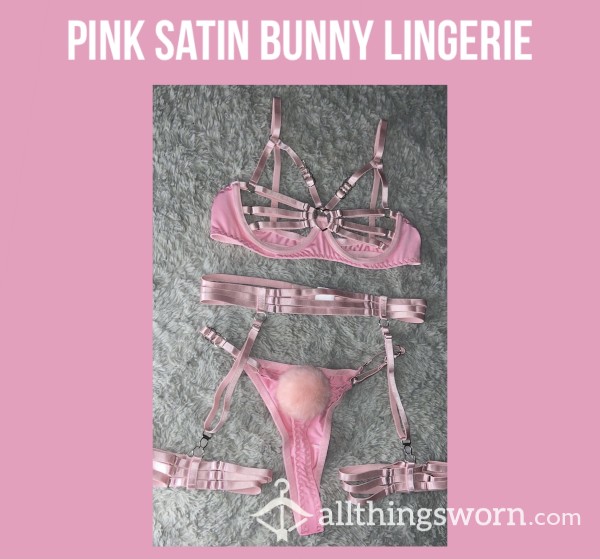 Pink Satin Bunny Lingerie🐰