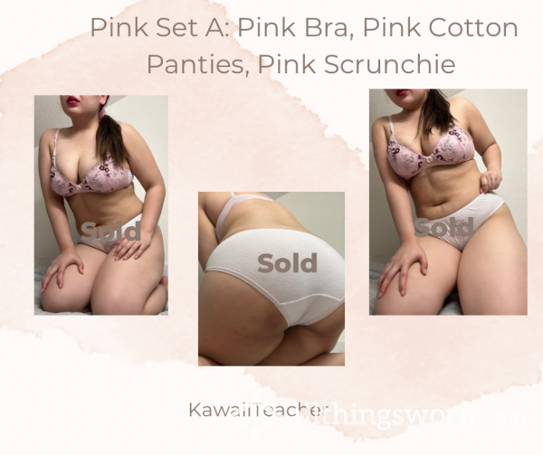 Pink Set A: Pink Bra, Pink Scrunchie, Pink Panties