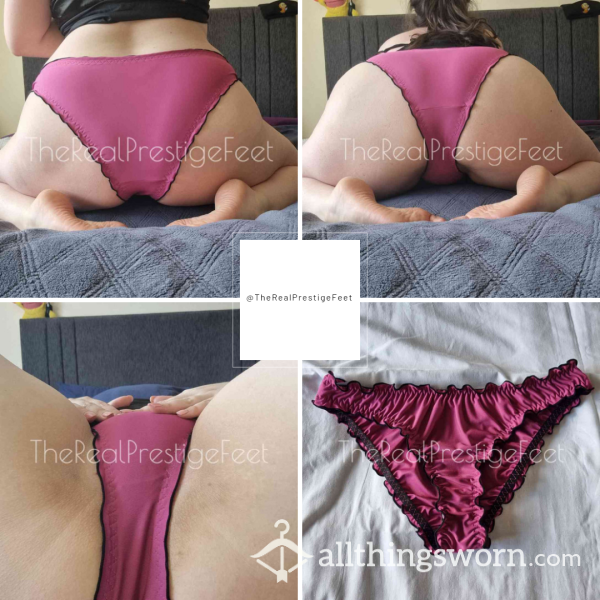 Pink Silky Polyester Knickers With Black Trim | Size 1XL | Standard Wear 48hrs | Includes Pics | See Listing Photos For More Info - From £16.00