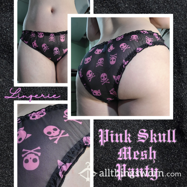 Pink Skulls - Sheer Black Fullback Panty