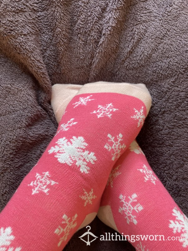 Pink Snowflake Socks