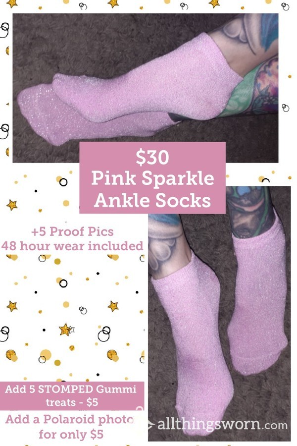 Pink Sparkle Ankle Socks From A Petite Goth