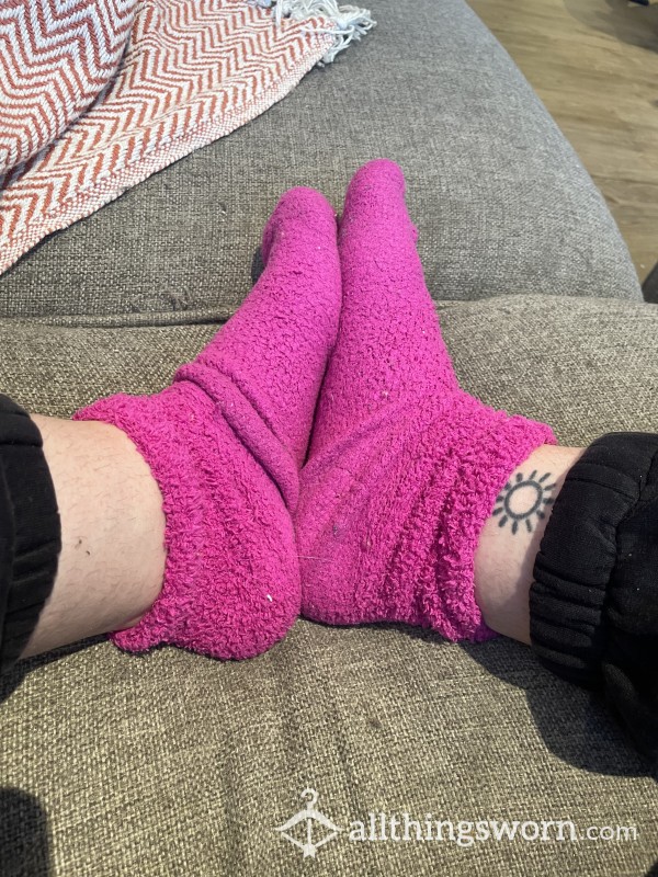 Pink Stinky Slipper Socks - Fuzzy And Soft