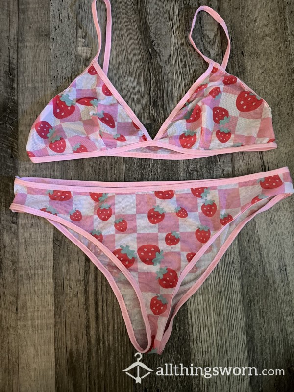 Pink Strawberry Set/ 2 Piece Set/ Size L-XL