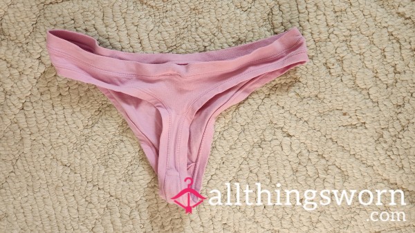Pink Stretchy Cotton Thong
