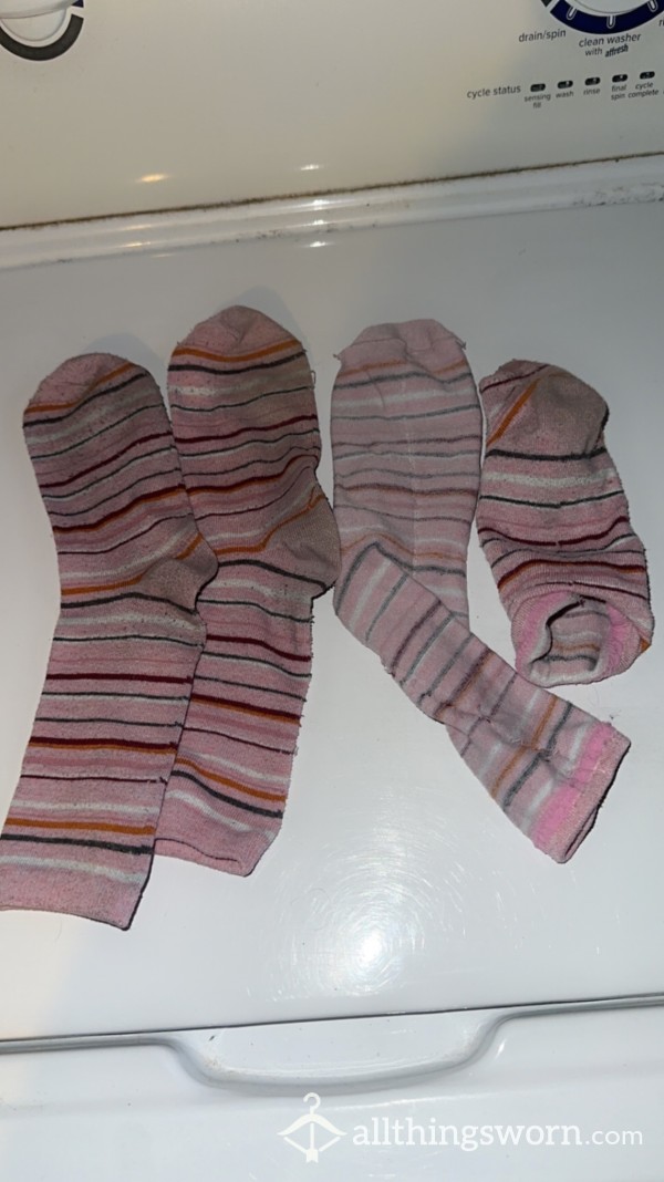 Pink Striped Cotton Socks