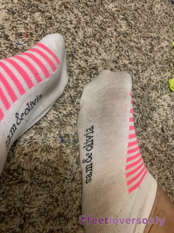 Pink Striped Work Socks