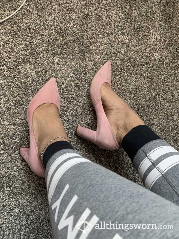 Pink Suede Pointy Heels