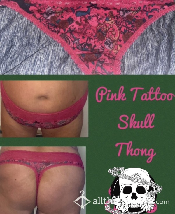 Pink Tattoo Skull Thong