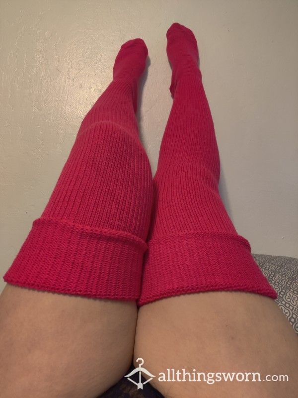 Pink Thigh High Plus Size Socks