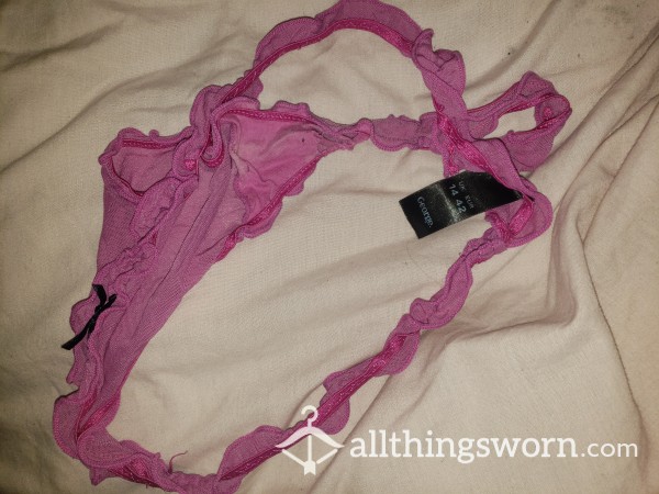 Pink Thong With Ruffled Trim, Years Old Holes In Crotch Area