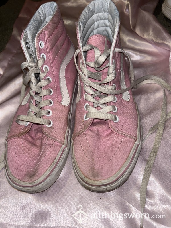 Pink Vans High Top Very Old And Worn Women’s Size 7