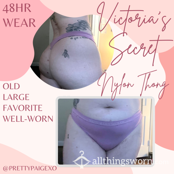 Pink Victoria’s Secret Nylon Thong 🫶🏼 Well-worn With 48hr Wear 💋