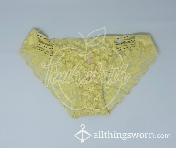PINK Victoria’s Secret Yellow Lace Cheeksters (S)