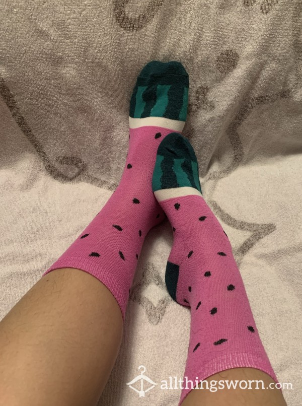 Pink Watermelon Crew Socks