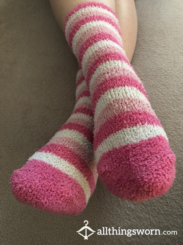 Pink & White Fuzzy Socks